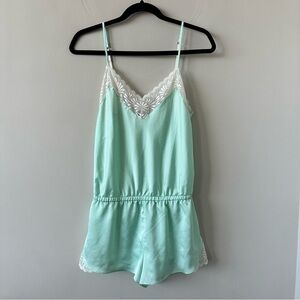 Josie Natori-Teal Lace Detail Spring Teddy (Size:XS)